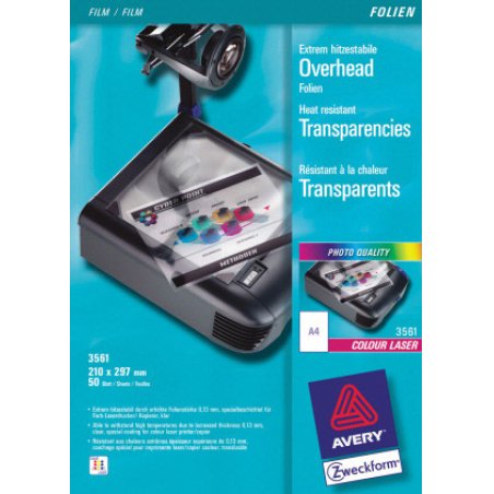 Avery 3561 film d'impression Laser Polyester Transparent 50 feuilles
