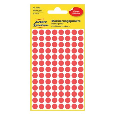 AVERY Zweckform Pastille de couleur, enlevable, 8 mm, rouge