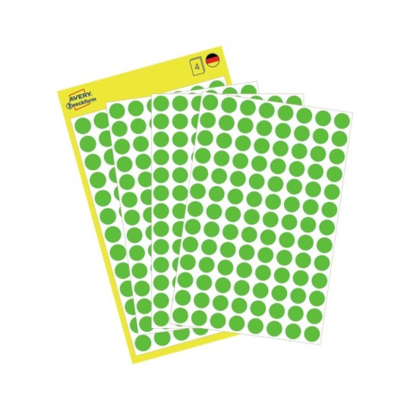 Avery 3592 self-adhesive label Round Removable Green 416 pc(s)