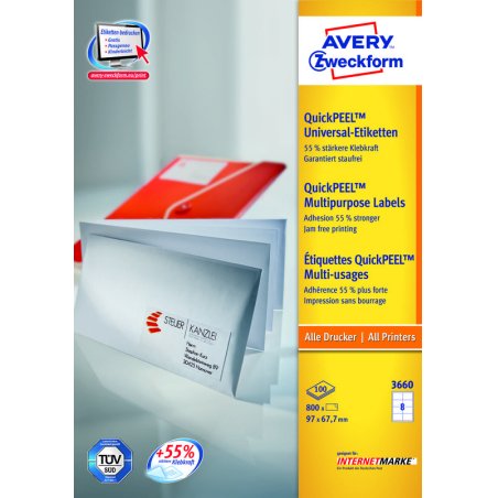 Avery 3660Z self-adhesive label Rectangle White 800 pc(s)