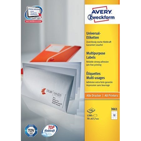 Avery General Usage Labels, White, 70 x 67,7 mm