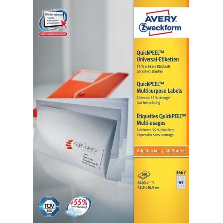 Avery General Usage Labels, White, 48,5 x 16,9 mm