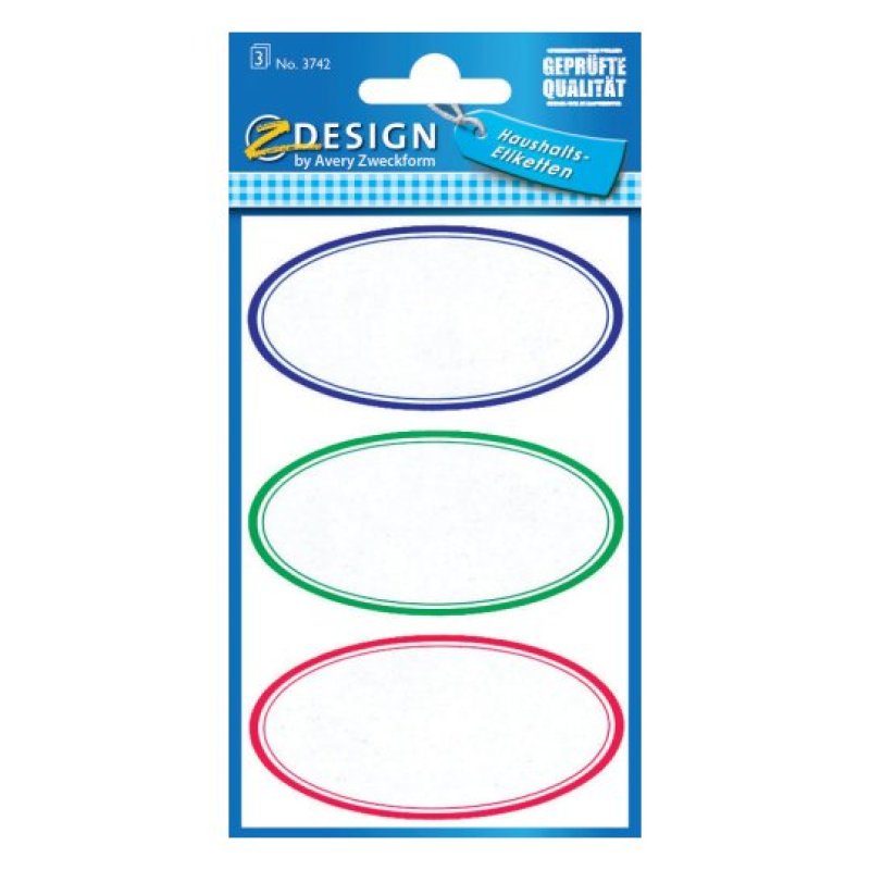 Avery 3742 self-adhesive label Ellipse Removable Blue, Green, Red 12 pc(s)