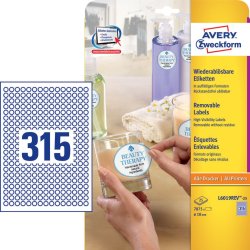 Avery L6019REV-25 self-adhesive label Circle Removable White 7875 pc(s)