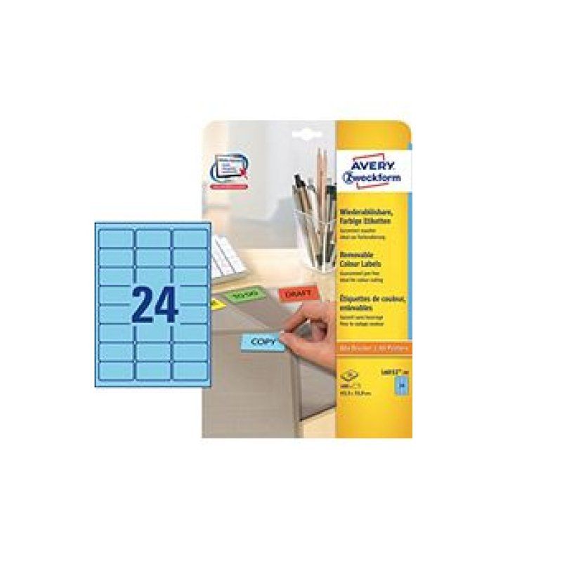 Avery L6032-20 self-adhesive label Blue 480 pc(s)