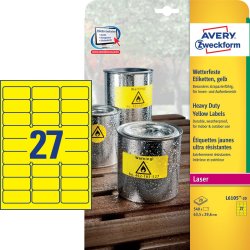 AVERY Zweckform Etiquette film, 63,5 x 29,6 mm, jaune