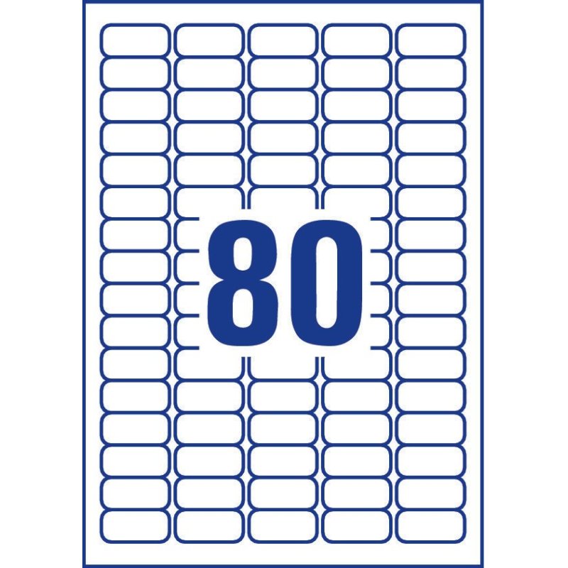 Avery L7632-25 self-adhesive label Rounded rectangle Removable White 2000 pc(s)