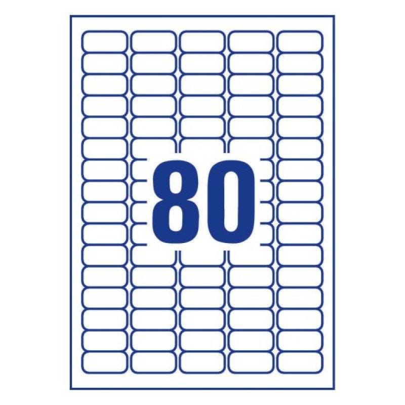 Avery L7872-20 self-adhesive label Rectangle Permanent White 1600 pc(s)