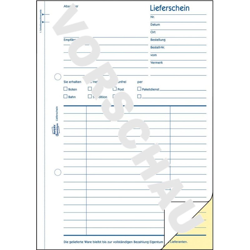 AVERY Zweckform Formularbuch "Lieferschein", SD, 4 1 GRATIS