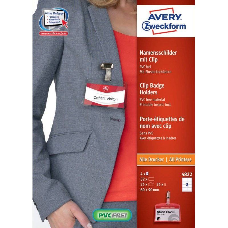 AVERY Porte-badge à pince, 90 x 60 mm