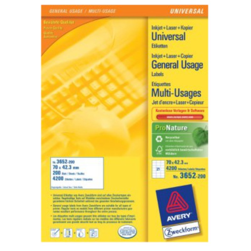 AVERY Zweckform Etiquette universelle, 70 x 42,3 mm, blanc