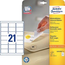 AVERY Zweckform Etiquette universelle, 63,5 x 38,1 mm, blanc