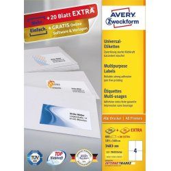 Avery 3483-200 self-adhesive label Rectangle Permanent White 880 pc(s)