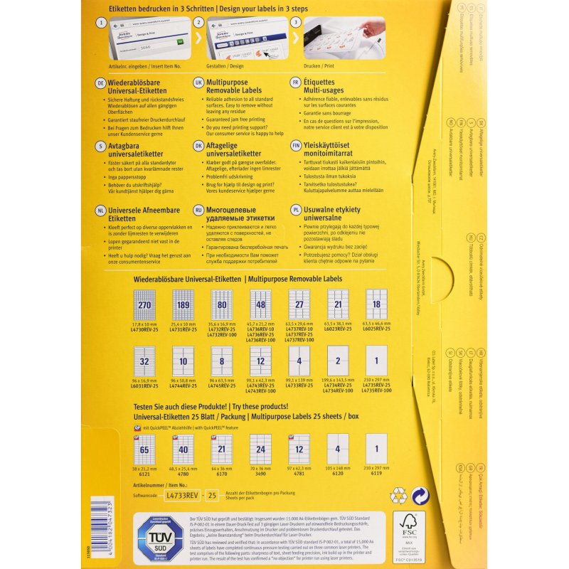 Avery L4732REV-25 printer label White