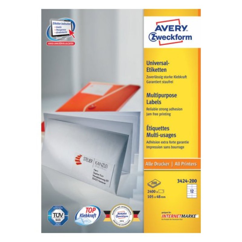 AVERY Zweckform Etiquette universelle, 105 x 48 mm, blanc