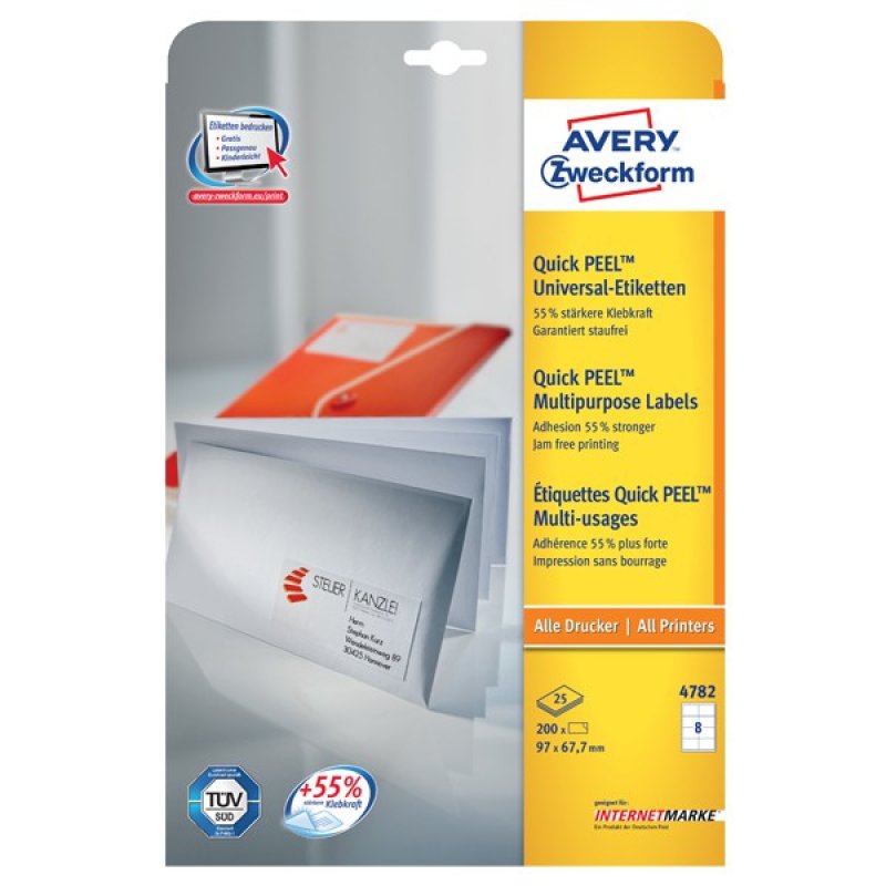 Avery 4782 printer label White Self-adhesive printer label
