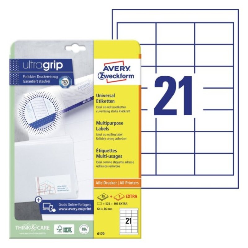 Avery 6170 White Self-adhesive printer label