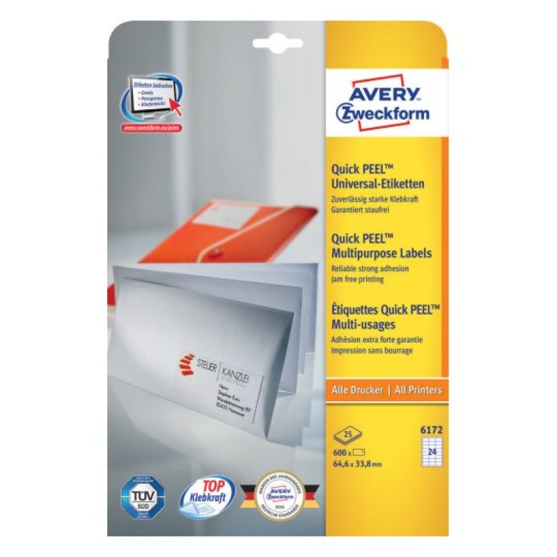 AVERY Zweckform Etiquette universelle, 64,6 x 33,8 mm, blanc