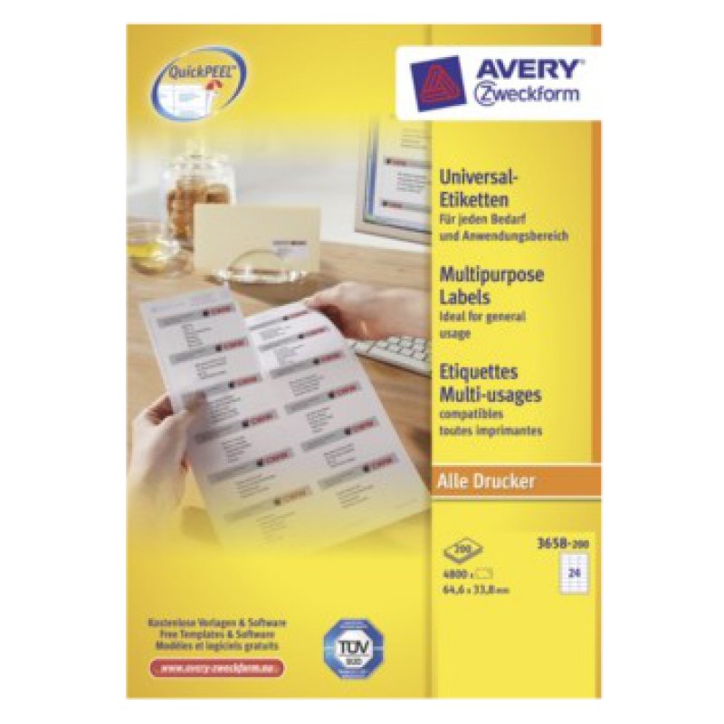 Avery 3658-200 étiquette auto-collante Blanc 4800 pièce(s)