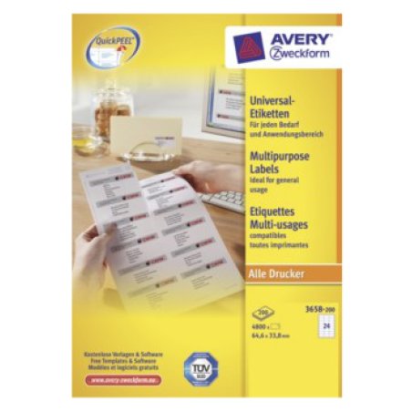 Avery 3658-200 self-adhesive label White 4800 pc(s)