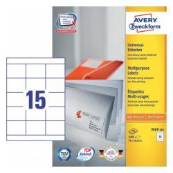Avery 3669-200 self-adhesive label Rectangle Permanent White 3000 pc(s)
