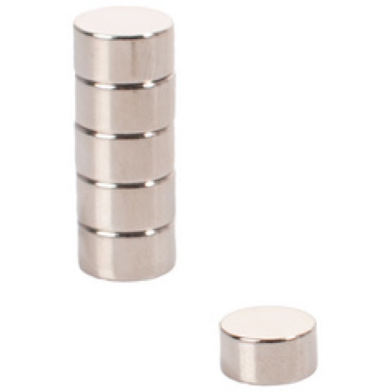 pavo Aimant au néodyme, rond, dimensions: 10 x 5 mm, argent