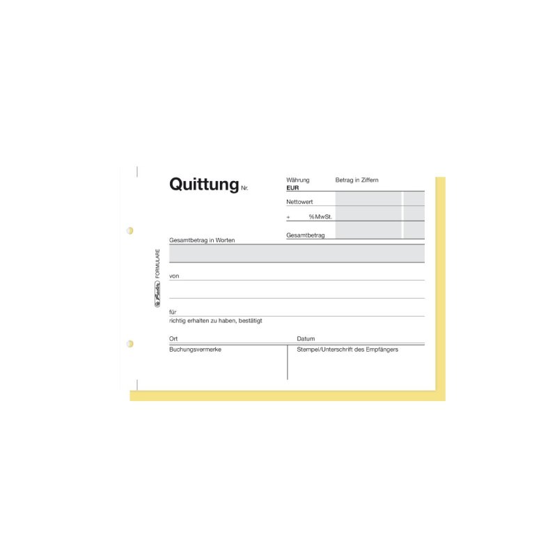 herlitz Formularbuch "Quittung 402", DIN A6, 2 x 40 Blatt
