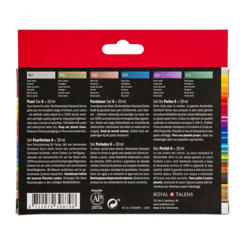 ROYAL TALENS Peinture acrylique AMSTERDAM Pearl, 6 x 20 ml