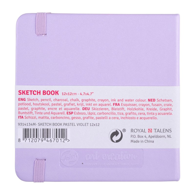 Talens Cahier de Croquis Violet pastel 12 x 12 cm 140 g 80 Feuilles