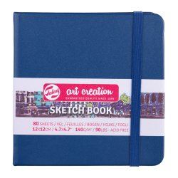 Talens Cahier de Croquis Bleu marine 12 x 12 cm 140 g 80 Feuilles