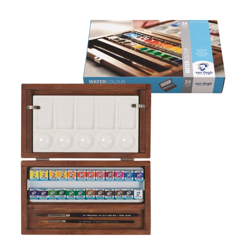 ROYAL TALENS Van Gogh Holzkasten-Set Aquarell, 24er Set