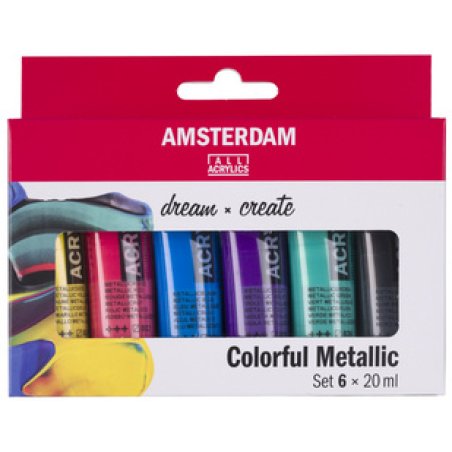 ROYAL TALENS Acrylfarbe AMSTERDAM Bunte Metallics, 6 x 20 ml