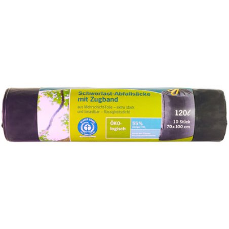 Secolan Sac poubelle renforcé à liens coulissants, 120 l