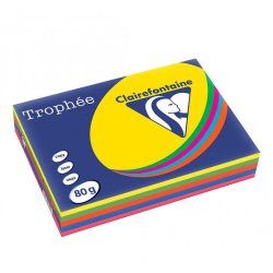 Clairefontaine 1704SC papier jet d'encre A4 (210x297 mm) 500 feuilles Bleu, Vert, Orange, Rose, Jaune