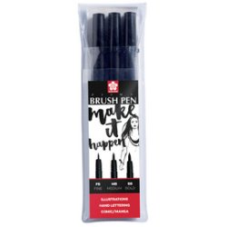 SAKURA Stylo pinceau PIGMA BRUSH, étui de 3, noir