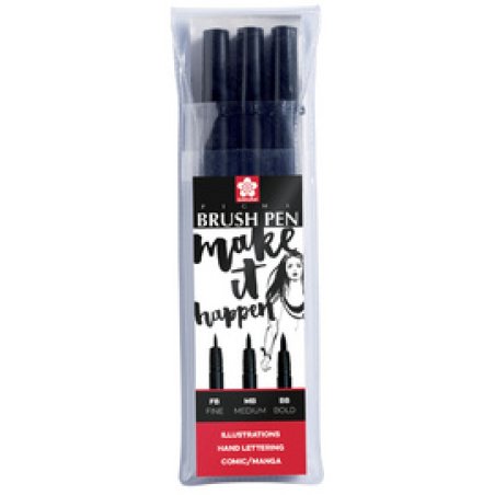 SAKURA Stylo pinceau PIGMA BRUSH, étui de 3, noir