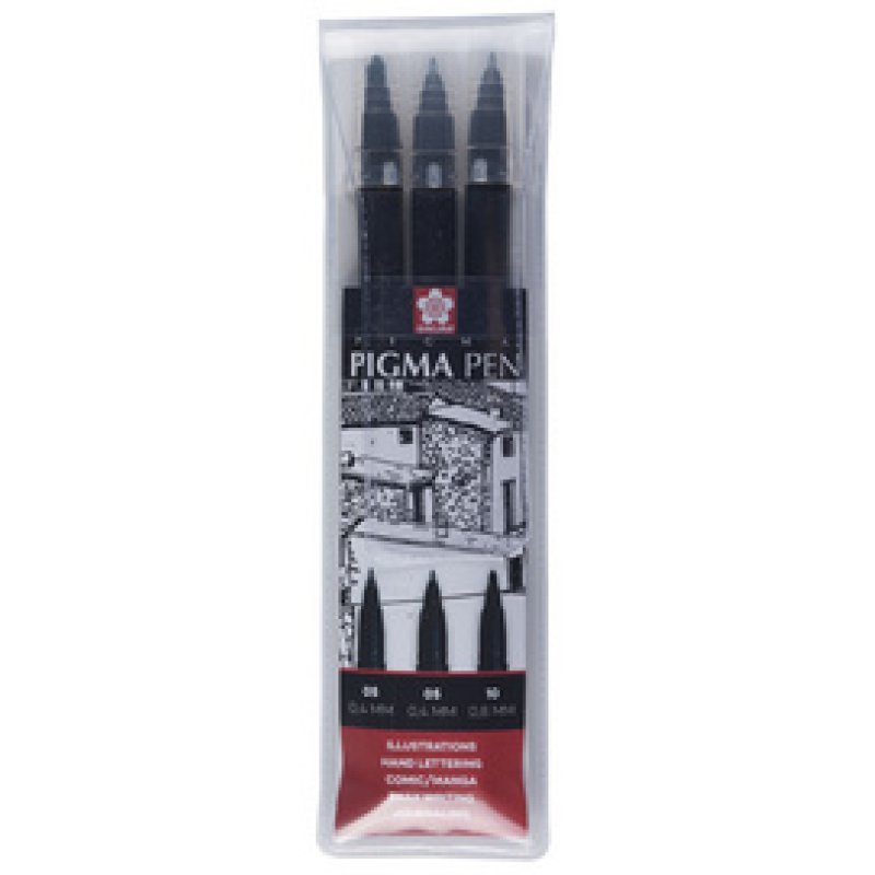 SAKURA Stylo feutre PIGMA PEN, étui de 3, noir