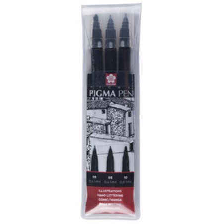 SAKURA Stylo feutre PIGMA PEN, étui de 3, noir