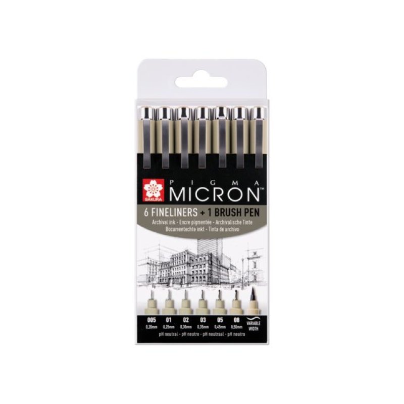 Sakura POXSDK7B fineliner Multi Black 7 pc(s)