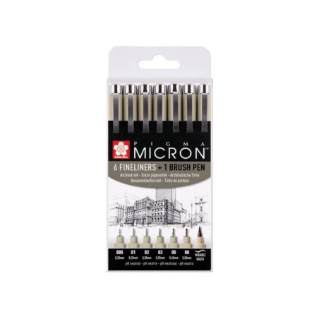 Sakura POXSDK7B fineliner Multi Black 7 pc(s)