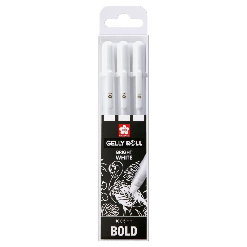 Sakura POXPGBWH3B stylo à encre gel Stylos à encre gel avec bouchon Bold Blanc 3 pièce(s)