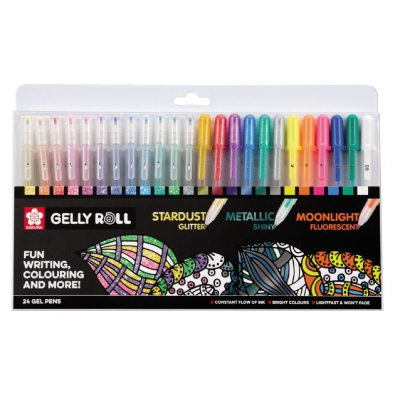 Sakura POXPGBMIX24 stylo à encre gel Stylos à encre gel avec bouchon Fin Multicolore 24 pièce(s)