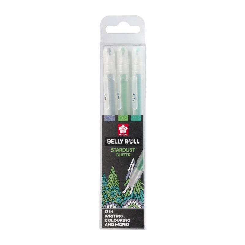 Sakura POXPGBSTA3B gel pen Capped gel pen Green, Lime, Silver 3 pc(s)