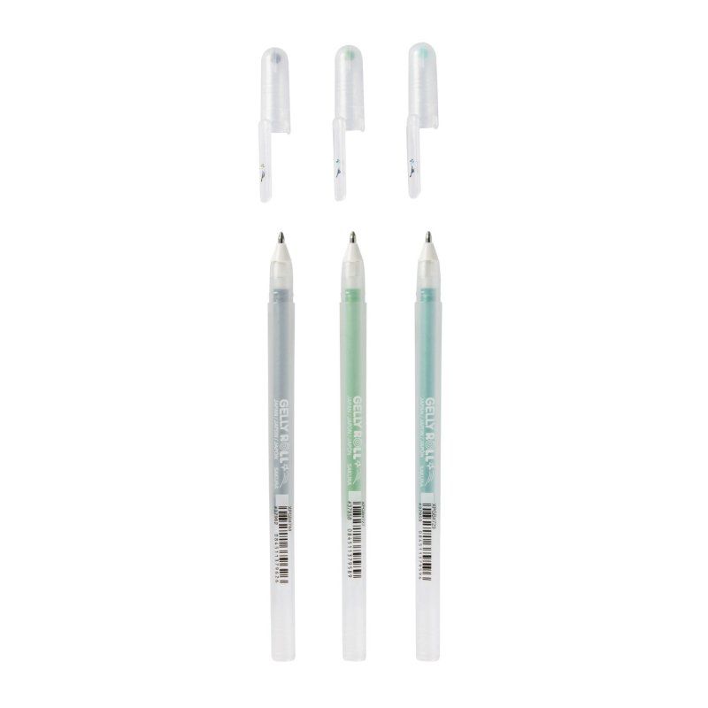 Sakura POXPGBSTA3B stylo à encre gel Stylos à encre gel avec bouchon Vert, Citron vert, Argent 3 pièce(s)