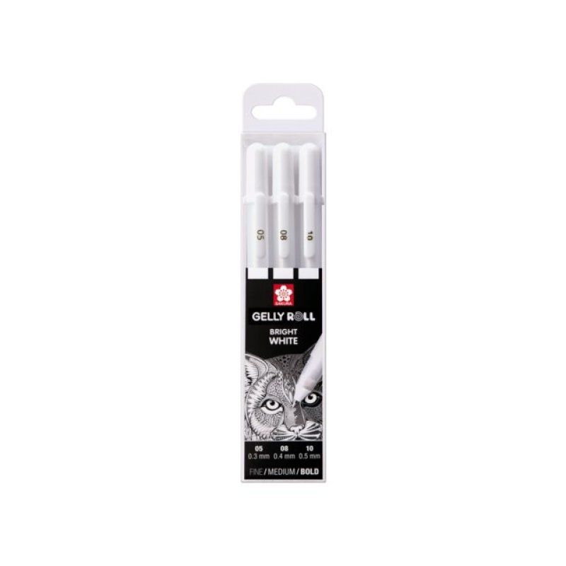 Sakura POXPGBWH3C gel pen Capped gel pen Multi White 3 pc(s)