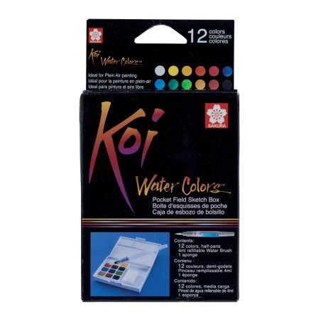 SAKURA Peinture aquarelle Koi Water Colors Sketch Box 12