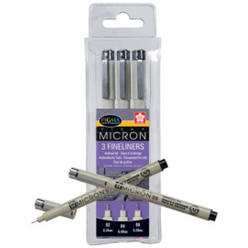 SAKURA Fineliner PIGMA MICRON, 3er Etui, schwarz