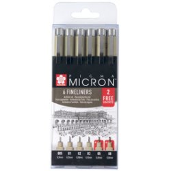 SAKURA Fineliner PIGMA MICRON, schwarz, 4 2 GRATIS