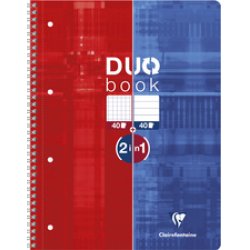 Clairefontaine Cahier DUOBOOK, A4, mi-quadrillé mi-ligné