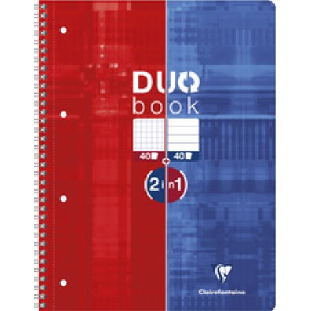 Clairefontaine Cahier DUOBOOK, A4, mi-quadrillé mi-ligné